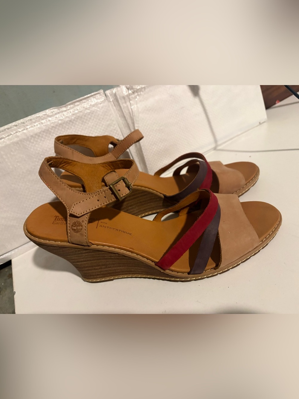 TIMBERLAND EARTHKEEPERS MAESLIN MULTI COLOR LEATHER STRAPPY SANDALS wedges 9